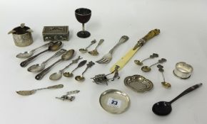 Various Chinese and other silver ware, Hares foot letter knife etc