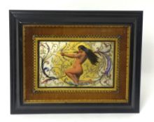 Charles Lepec (19th century French) enamel and mixed media plaque, signed `Charles Lepec No 195,