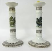 Pair pearl ware candlesticks circa 1860