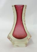 A Whitefriars coloured and clear glass vase, 17cm