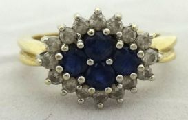 9ct sapphire and diamond ring