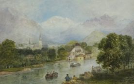 CHARLES MARSHALL? Watercolour Continental scene and five other pictures