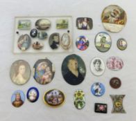 Various 19th century and later portrait miniatures and objects