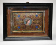 Charles Lepec (19th century French) `Atlanta` enamel and mixed media plaque, signed `Charles Lepec
