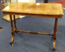 A good quality Victorian burr walnut and inlaid side table, 99cm wide, 72cm high