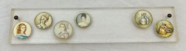 Group of six portrait miniature of Ladies (largest 20mm diameter)
