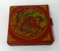 Chinese compass in red lacquered box