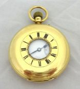18ct gold half hunter keyless pocket watch the movement stamped `J.A. and N.J Limited, Regent St
