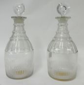 Pair of Georgian glass decanters with target stoppers (2)