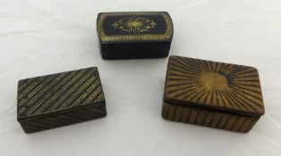 Papier mache snuff box and two others (3)