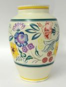 Poole pottery vase decorated with bright flowers, 30cm t/w large Poole pottery bowl, 27cm diameter