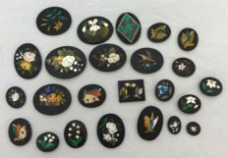 Collection of various 19th century Pietra Dura miniature plaques (20)