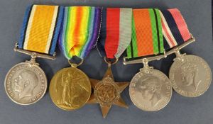 Three WW I and two WW II medals to named to Pte A.E.D. Chapman London