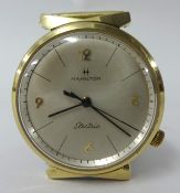 A Hamilton electric wrist watch with inscription to back plate