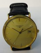 Gents 18ct gold Longines wrist watch with calendar