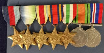 Seven WW II medals, including Africa and Italy Star