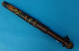 William IV Police truncheon inscribed with `WR IV,  Royal crest and W. Tresidder, 53cm long