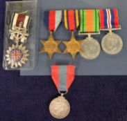 Four WW II medals, Imperial Service medal to A.E.Y. J Uren and Corps of Commissionaires medal