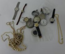 Box of various jewellery, pocket watch parts, watches etc