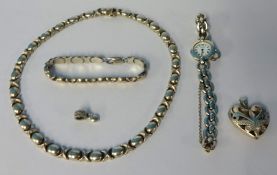 Collection of various modern silver jewellery including matching necklace and bracelet