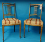 Pair Edwardian rosewood and inlaid side chairs