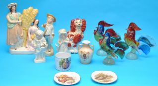 Various china and glass including Staffordshire, Murano etc (11)