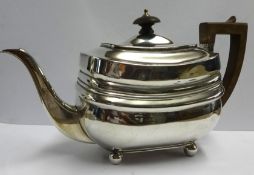 A Georgian silver tea pot with personnel inscription to base dated 1806, 19.50 oz