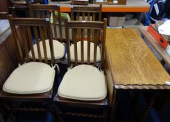 Set of four oak barley twist chairs and a dining table
