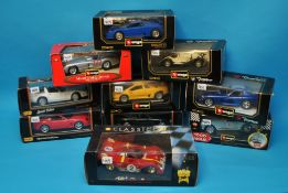 Ten Burago model sports cars, boxed (10)