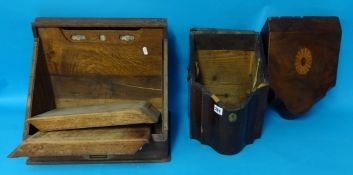 A Georgian mahogany knife box and a Victorian slope front stationary cabinet, both needing