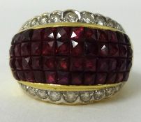 18ct ruby and diamond ring, size O