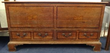 Antique oak and inlaid blanket chest