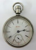 Silver pocket watch, Canton Ohio, Hampton watch with Patent Pinion, Waltham