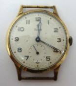 Gents 9ct gold Tudor Rolex wrist watch with inscription to back plate