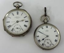 Two silver open faced pocket watches