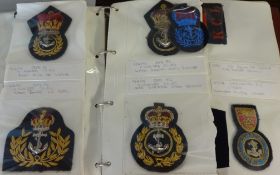 Album of various cloth badges, Naval and Military