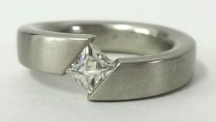 Heavy diamond set and platinum ring, size M
