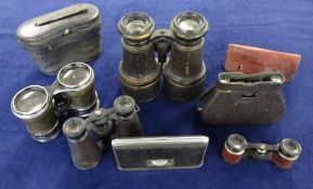 Various size vintage binoculars