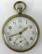 Military Omega open faced pocket watch stamped OSTP
