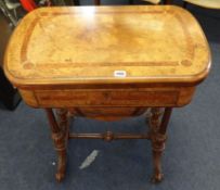Victorian and inlaid walnut combination games and sewing table