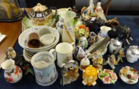 Various china ware, ornaments and objects including Goebel birds