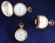 Three gold plated pocket watches including Dennison Moon half hunter