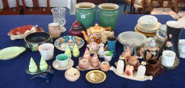 Various Carlton Ware condiments, china ornaments, dishes, glass etc