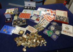 Various mixed coinage including Britannia silver, including 1997 silver proof set, other proof