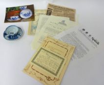 Nanking Cargo blue and white pagoda river scape tea bowl and saucer with invoice and certificates