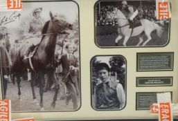 A Lester Piggott signed and framed horse racing montage with certificate