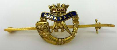 9ct Military `Cornwall` brooch