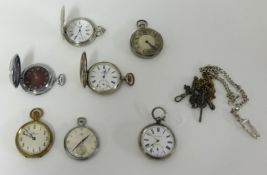 Collection of seven assorted pocket watches including Patent Lever