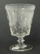 19th century etched glass rummer decorated with grapes