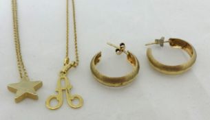 Various jewellery including gold necklaces and earrings